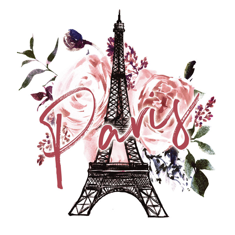 Floral Paris Eiffel Tower - Wrapped Canvas Painting, 91cm H x 91cm W x 3.8cm D