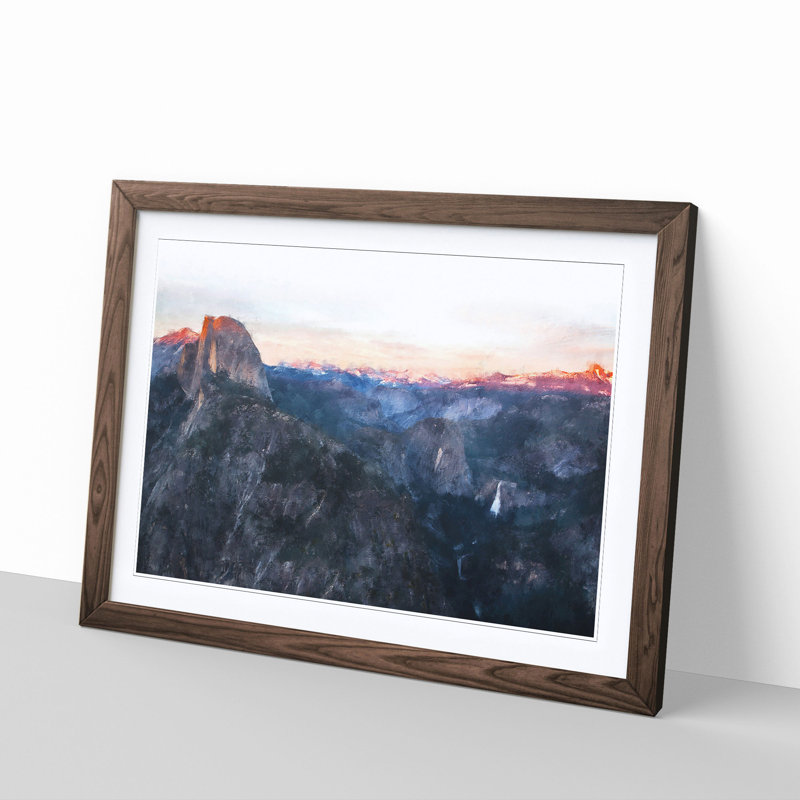 Half Dome Falls - Picture Frame Painting Print, Walnut Framed, 24cm H x 33cm W x 2cm D
