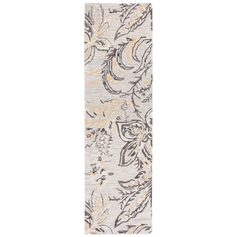 Bochov Hand Tufted 0.8 Wool 0.2 Cotton Floral Rug, Runner 2'3" x 8'