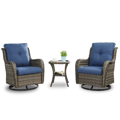 Carolina Ourdoor Wicker Swivel Rocker Seating Group with Cushions