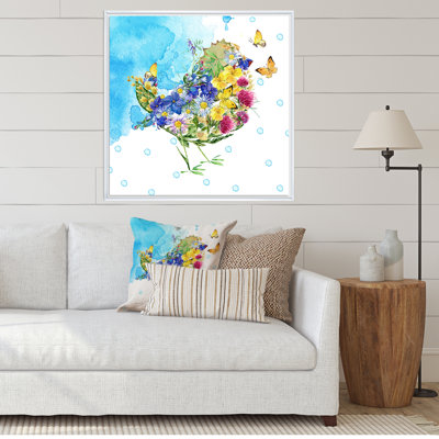 Fleur d'été avec papillons - peinture sur toile