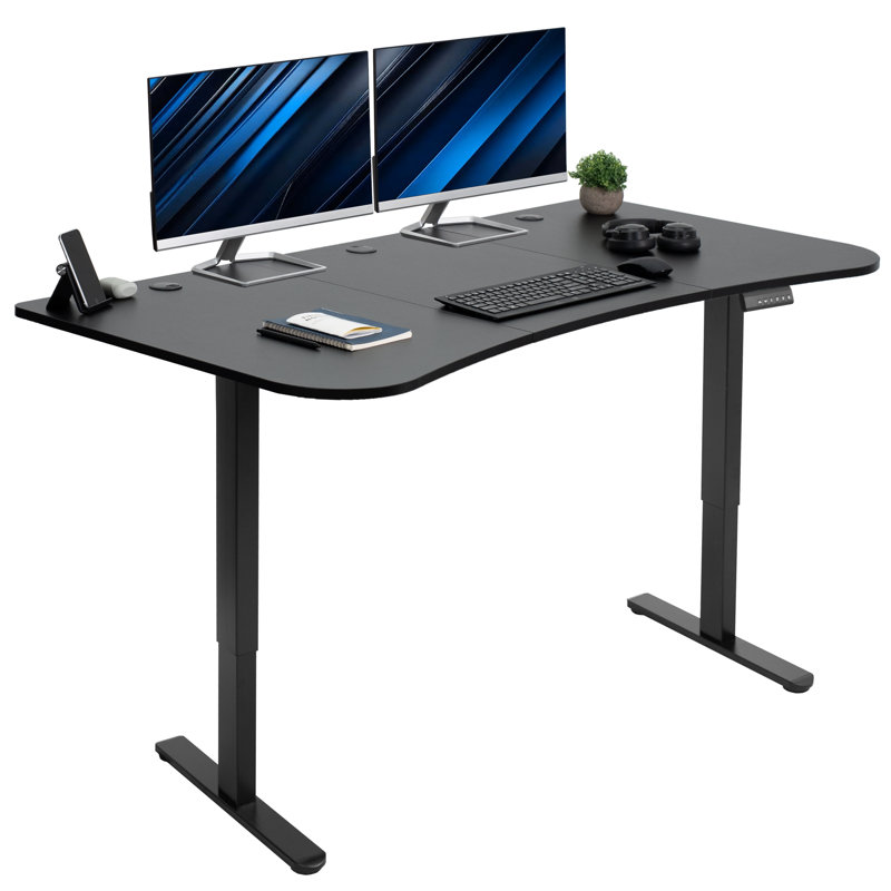Bureau debout électrique 63 "x 32" VIVO, série E2B1B, Noir / Noir