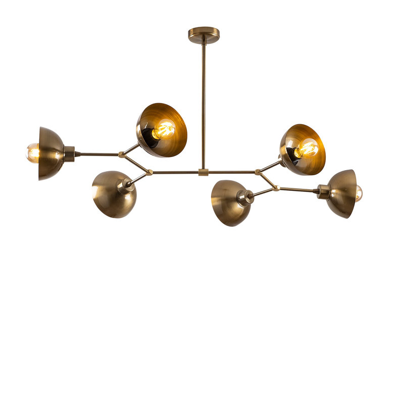 Lustre rétro vintage, structure en métal, 40 W maximum (6 ampoules, douille E27) | 40,2 po x 20,5 po x 20,9 po | Design élégant avec capuchon de 15 pouces, parfait pour le décor du salon et de la salle à manger | IP20, superbe finition rétro