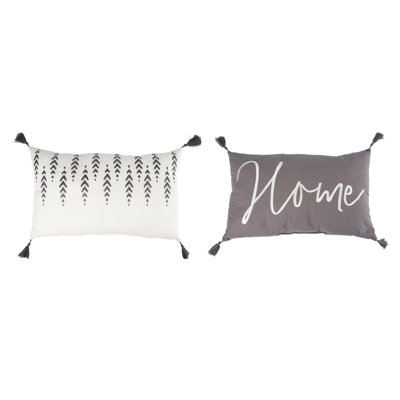 Transpac Fabric Embroidered Home Pillow Set of 2 Everyday Home Decorations