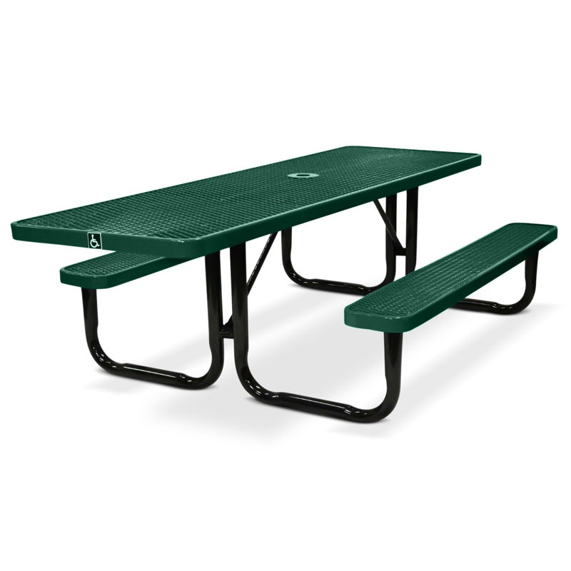 Table de pique-nique rectangulaire, agrandie, verte, conforme aux normes ADA, 8ft Rect ADA, Expanded, Vert