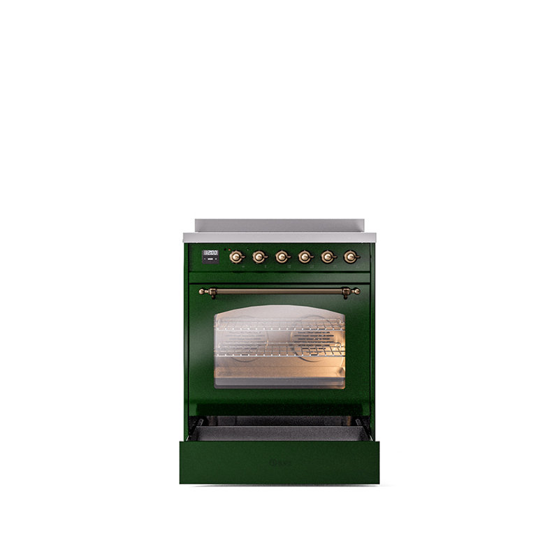 ILVE Nostalgie II Series 30 inch Induction Range with 4 Induction Elements (Glass Door), Emerald Green/Bronze