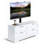 Meuble télé avec hauteur - convient aux téléviseurs de 32 à 80 po, blanc | Support réglable, console multimédia - 4 tiroirs de rangement, commode télé en bois