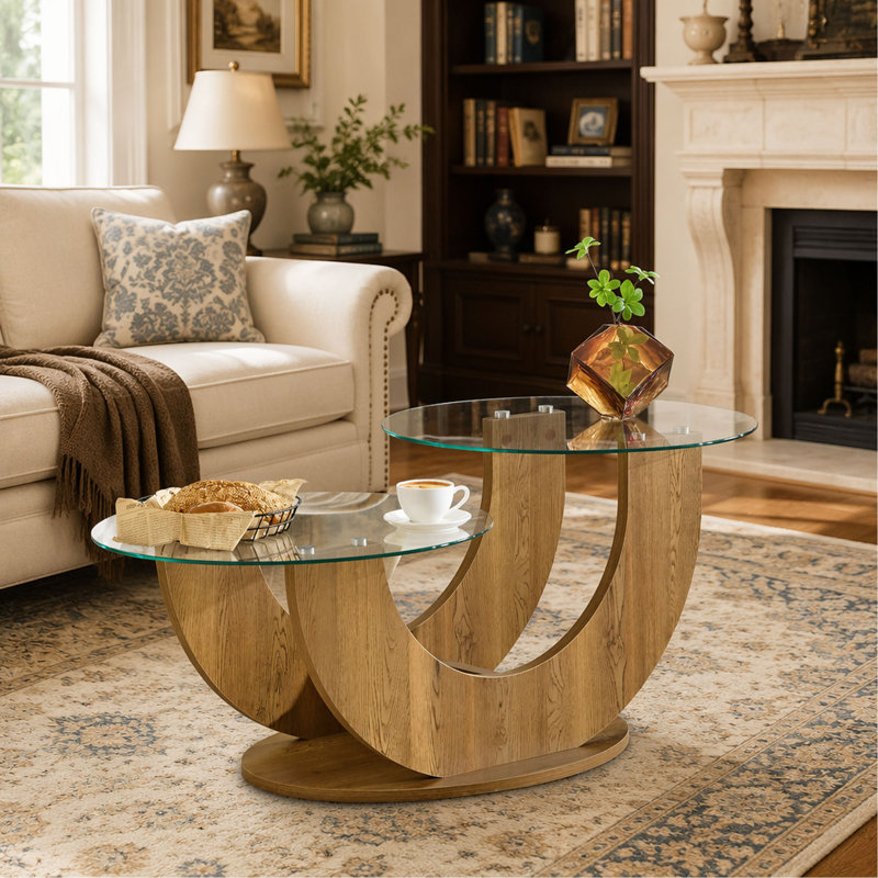 Table basse Creative, Transparent/Wood