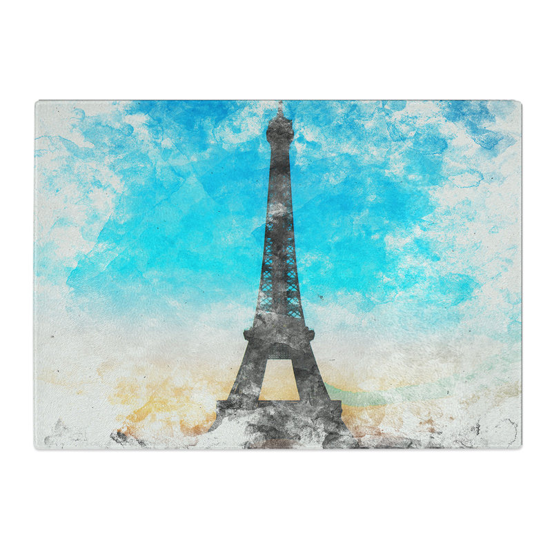 Tempered Glass Eifel Tower in Paris France Chopping Board, 20 cm x 28.5 cm