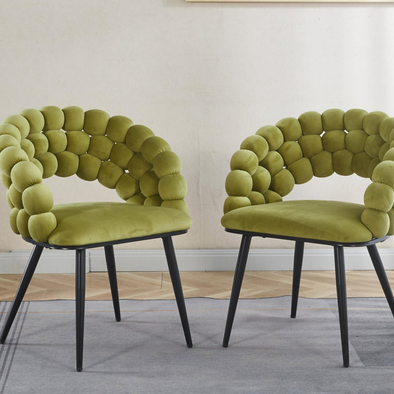 Ensemble de 2 chaises rembourrées modernes avec pieds en fer doré, coussins moelleux et dossier confortable pour une utilisation polyvalente