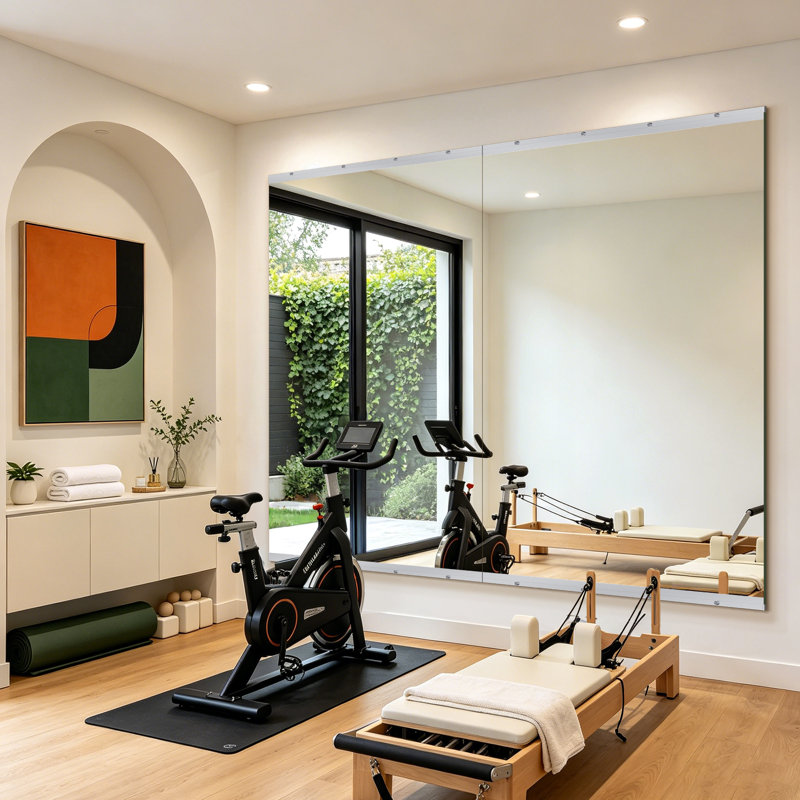 Home Gym Wall Mirror, Frameless Tempered Glass Mirror Full Length Mirror Dance Studio Mirror(Set of 2), 46" x 72", 2