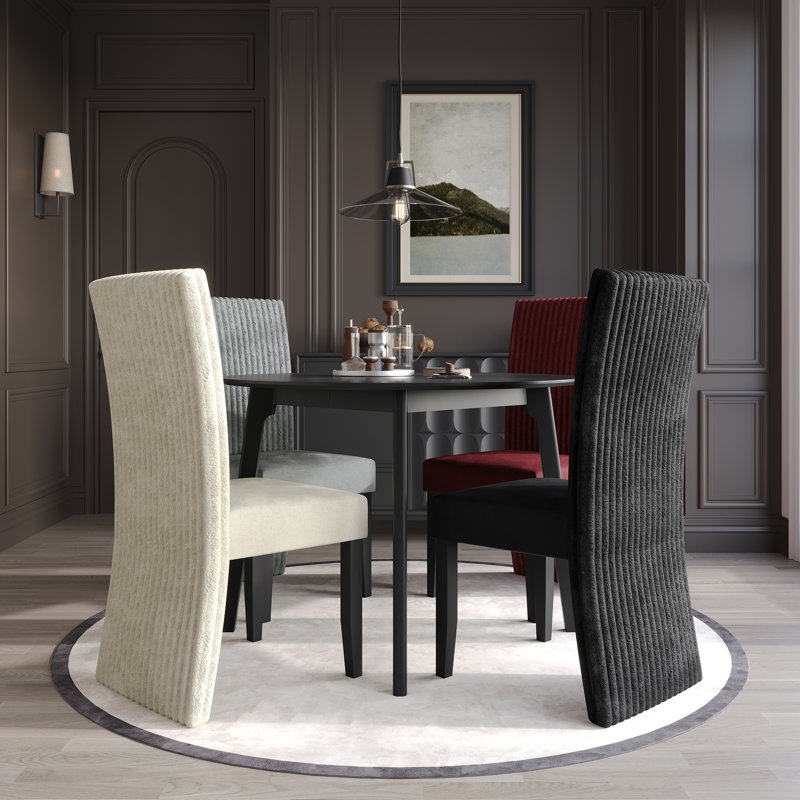 Nadjah Corduroy 5-Pieces Dining Set With 4 Corduroy Fabric Chairs And 42" L Round Table