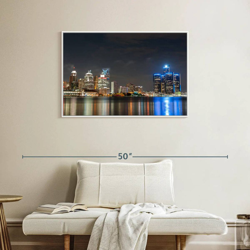 Detroit, 37" X 25", Floating Frame White