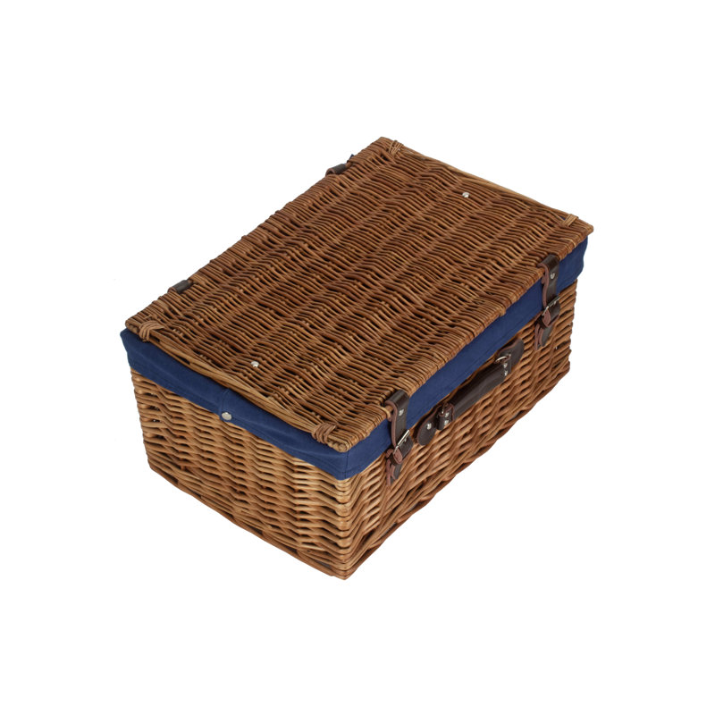 20" Hamper Basket With Lining, Double Steamed/Navy Blue