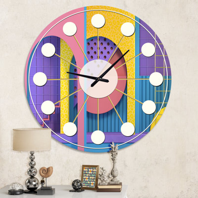 Abstrait architecture géométrique rétro - horloge murale moderne Mid-Century