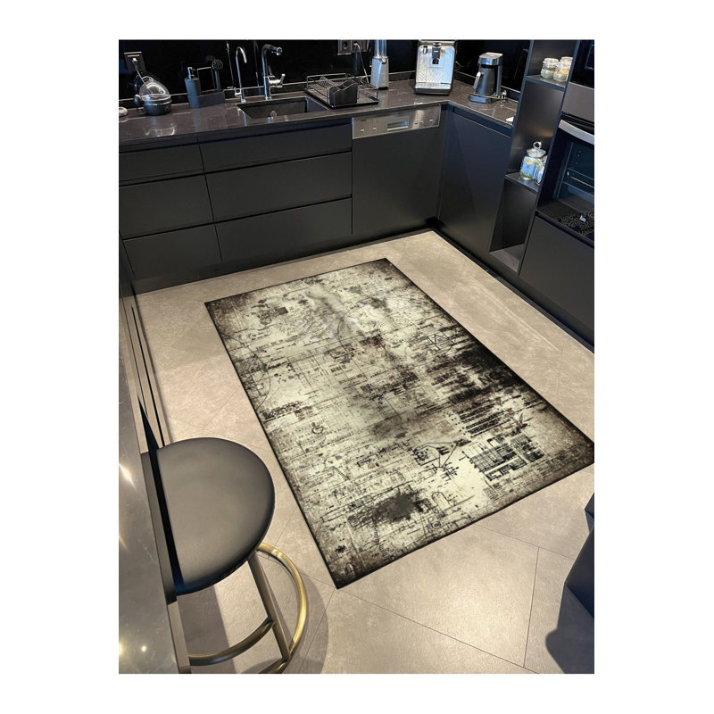 Tapis lavable moderne à motif de disque vert, Runner 2'6" x 6'7" Rug Pad Included