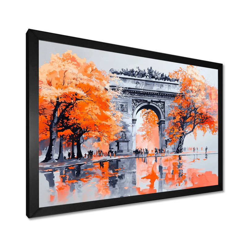 Abstrait arc de triomphe à Paris II - impression d'art de la ville de Paris, H 12 po x l 20 po, Noir