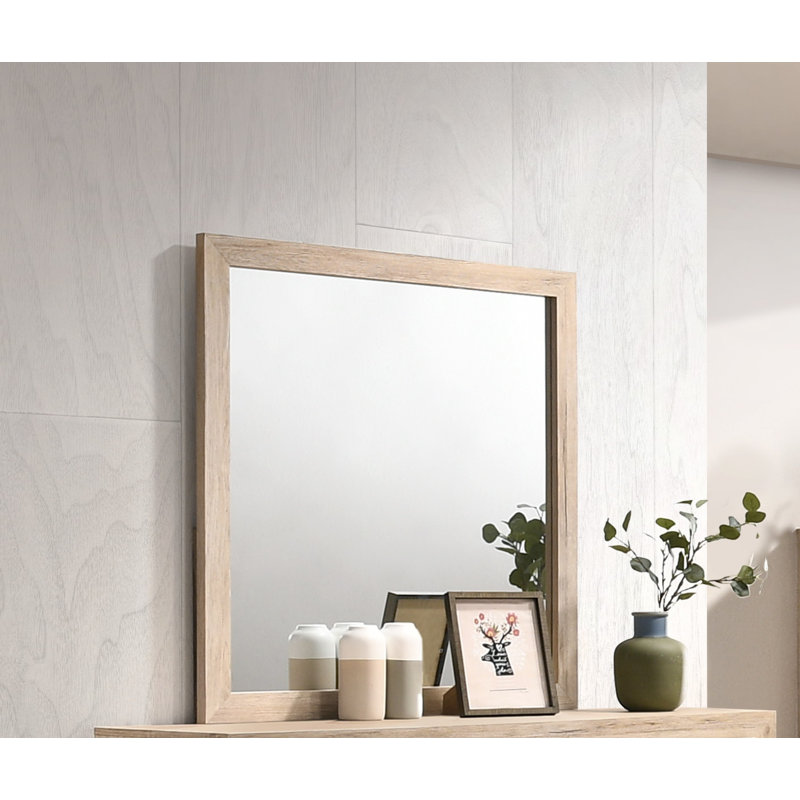 Grider Wood Flat Wall Mirror