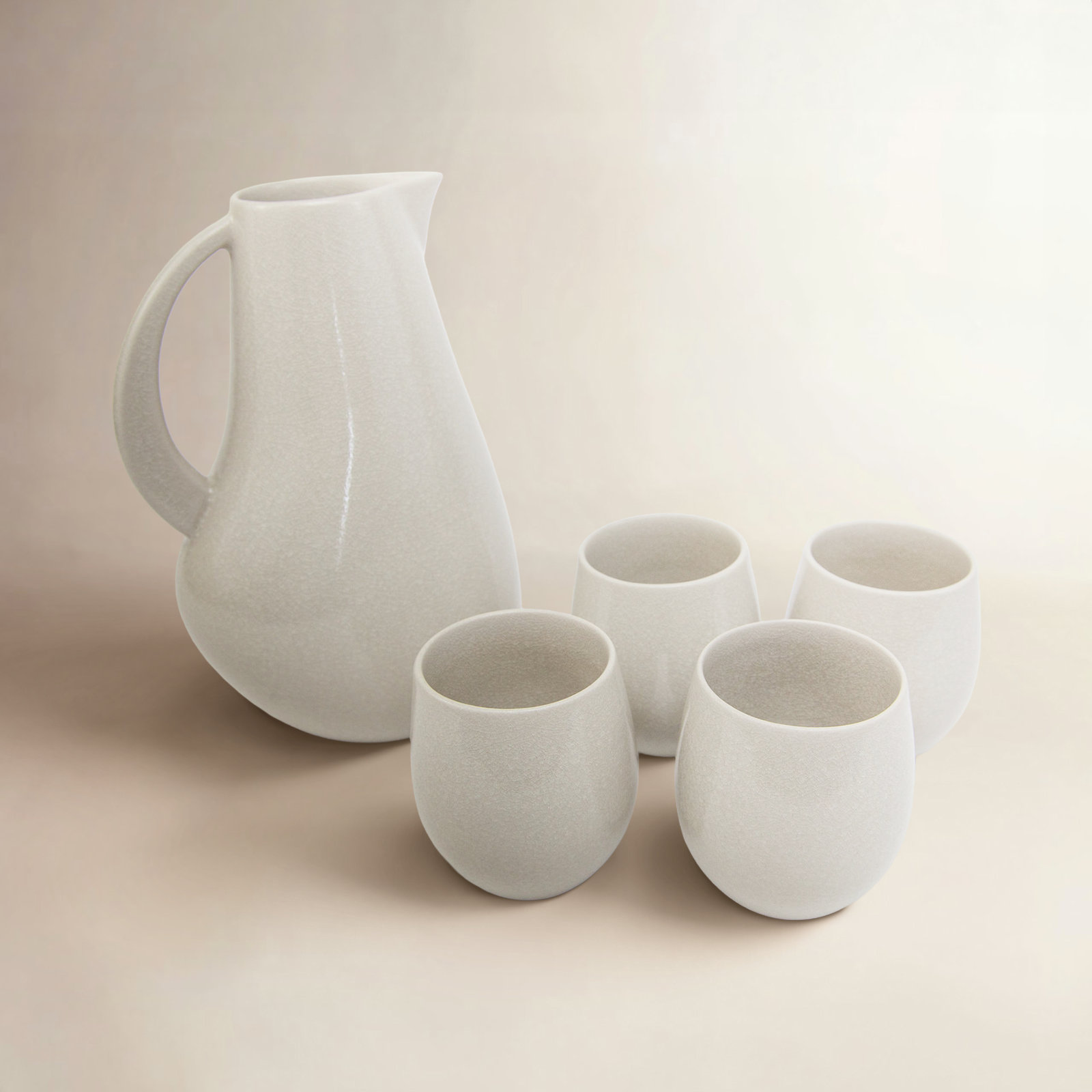 Borgen 5-Piece Goblet and Pitcher Set, Muslin
