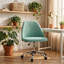 Chaise de bureau pivotante moderne sans accoudoirs en tissu, chaise de travail à hauteur réglable avec roulettes pour petits espaces-1669656269
