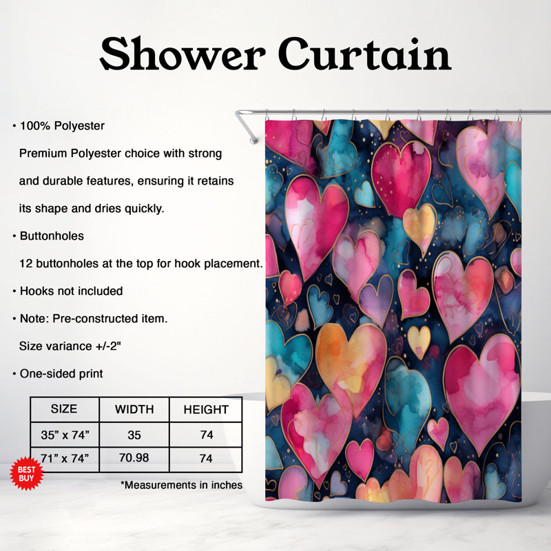 Rideau de douche standard 1 pièce, H 74 po x l 71 po