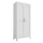 Armoire de rangement 71 po en métal avec 2 portes galbées, organisateur utilitaire à tablettes réglables, blanc doux-1307008734