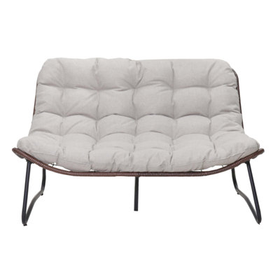 Canapé de patio, causeuse d'extérieur en osier avec coussin épais de luxe, ensemble de meubles de patio toutes saisons, parfait pour le jardin et le balcon