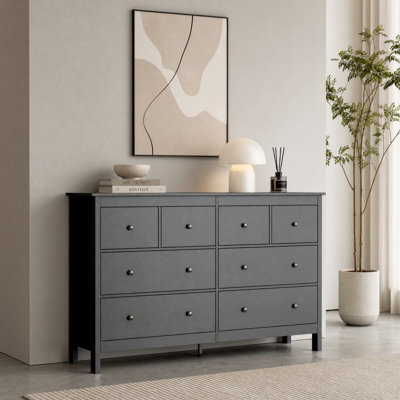 50" Modern Wooden 8 Drawer Dresser, Chest of Drawers with Smooth Drawer Slides & Anti-Tip Kit for Bedroom