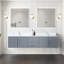 Meuble-lavabo double gris foncé 80 po X P 22 po D, dessus en marbre de Carrare et ensemble de robinet-117843907