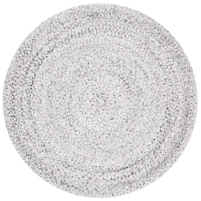 Round Walser Handmade Flatweave Silver/Charcoal Area Rug, Round 6'