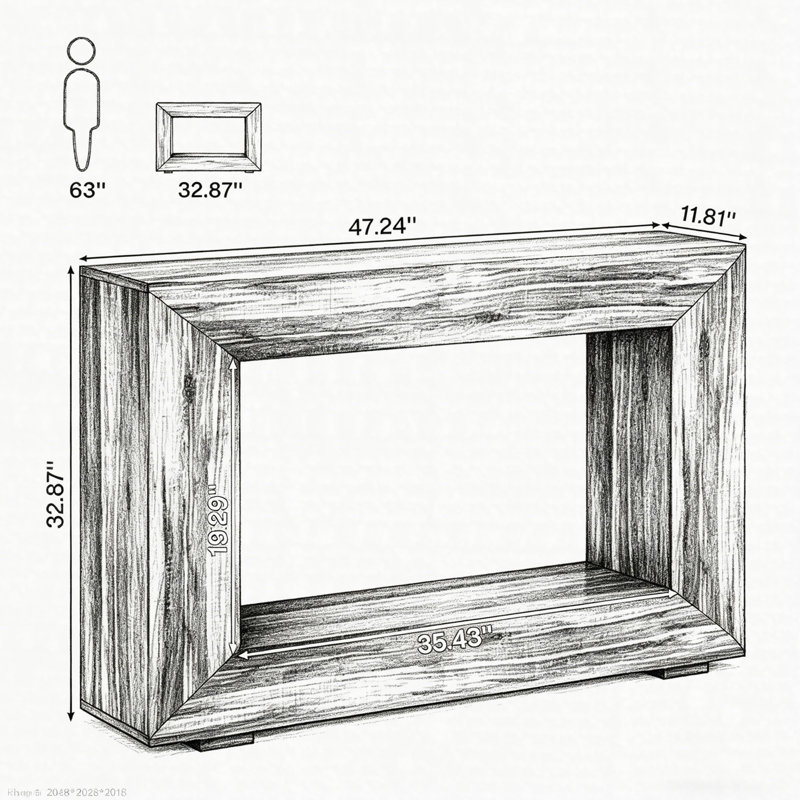 Console de style campagnard 47,2 po, canapé d'entrée à 2 niveaux avec tablette de rangement, table de couloir en bois rustique