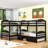 Wood Twin L-Shaped Bunk Bed With Twin Trundle-725406629