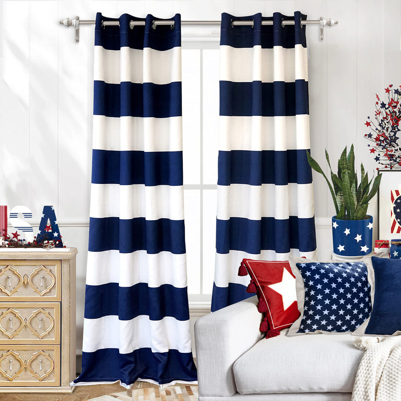 Eastcote Striped Room Darkening Grommet Curtains, 52" W x 84" L, Fuchsia/White