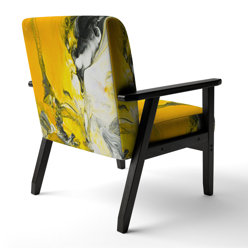 Madoline - Acrylique marbré jaune avec un nuage de noir - Fauteuil rembourré moderne