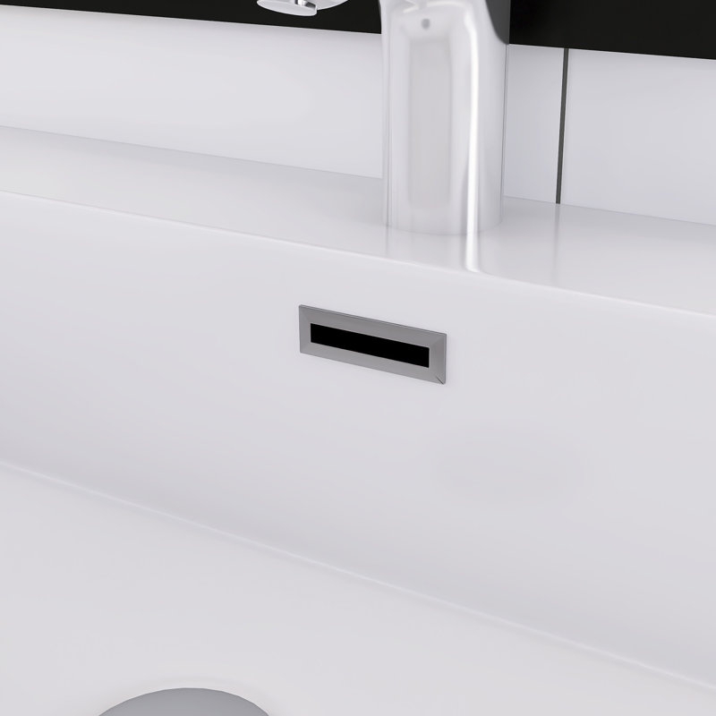 Meuble-lavabo mural simple avec plateau en résine, 36", Gris cendre