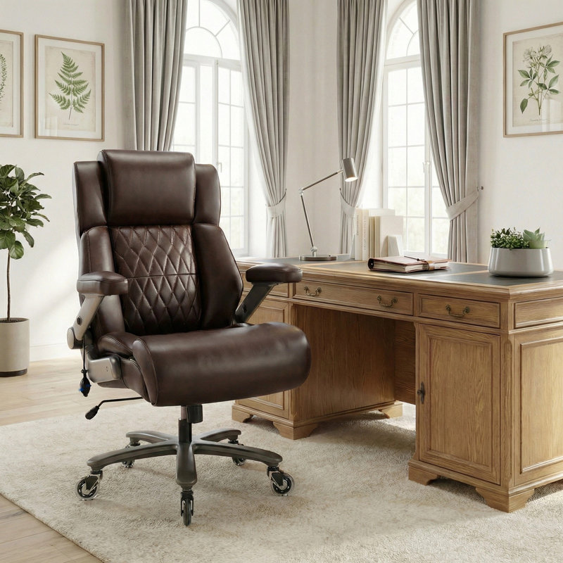 Fauteuil de bureau ergonomique en cuir Big And Tall, Brun
