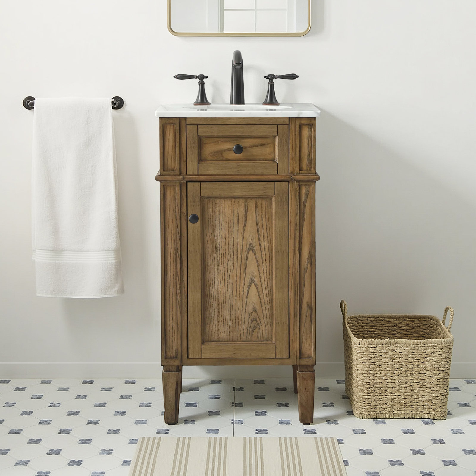 Rivers 18'' Single Bathroom Vanity, Driftwood