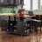 53inch Large Kitchen Island with Drop Leaf, Power Outlet, Door Internal Storage Rack, Rolling Kitchen Cart on 5 Wheels with 5 Open Side Racks for Kitchen, Dining Room,Black(Not include bar stools)