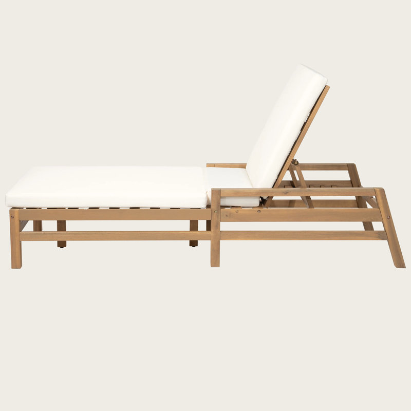 Chaise longue d'extérieur en bois massif 80 po avec coussins épais, ensemble de 2 fauteuils de patio réglables à 5 positions (ensemble de 2)