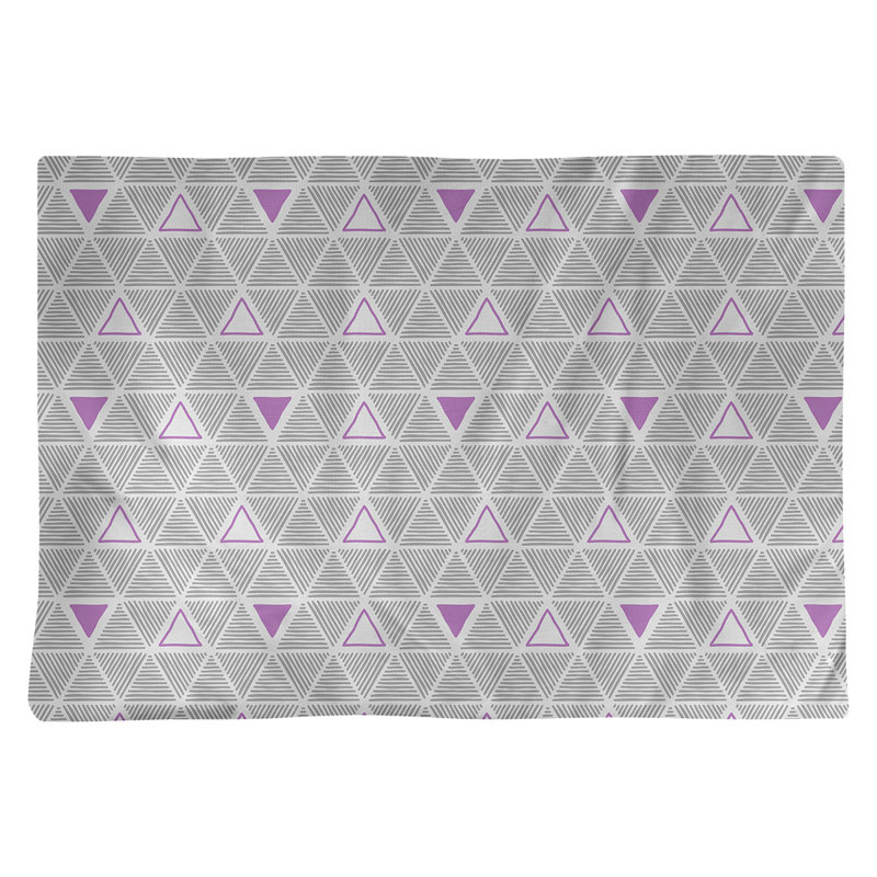 Napperon de 18 po en coton dessiné à la main triangle, Gris / violet, polyester