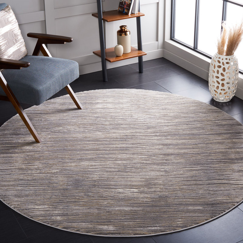 Tapis ivoire / gris Edvin, Rond 6 pi 7 po
