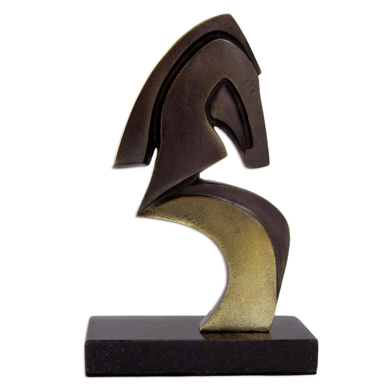 Sculpture de cheval Adhvik en bronze abstrait