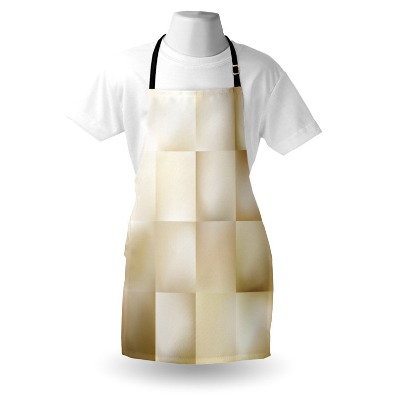 Tablier géométrique East Urban Home unisexe, abstrait carré ombragé, taille adulte, beige crème