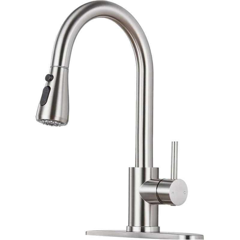 Robinet de cuisine avec douchette amovible et plaque de montage