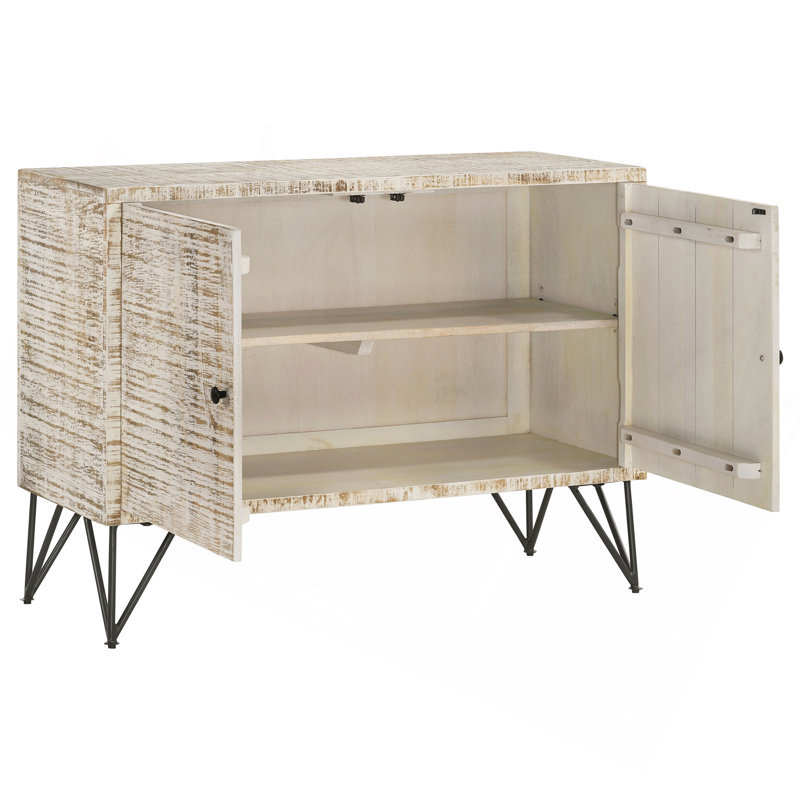 Eileen White Washed 2-Door Wood Storage Accent Cabinet, White