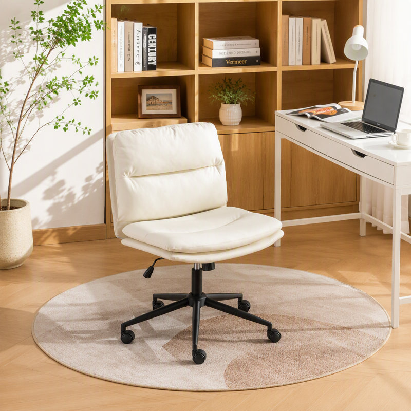 Fauteuil de bureau / chaise de coiffeuse / siège large / pivotant réglable Bizerte, White