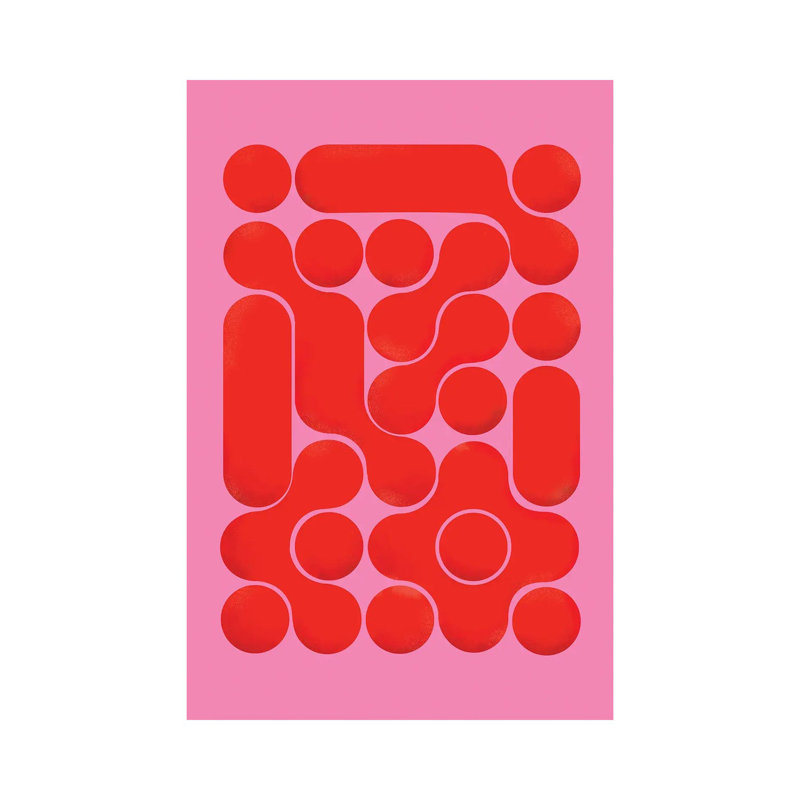«Red Abstract On Pink» par Show Me Mars, impression sur toile tendue, H 12 po x l 8 po x P 0,75 po