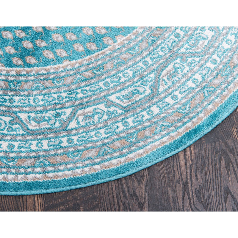 Tapis bleu turquoise Wingate, Rond 5 pi