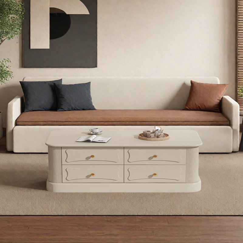 Table basse en bois massif de style français, H 19,68 po x L 55,12 po x l 31,49 po