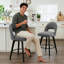 Tabouret de bar et de comptoir pivotant 26 po avec structure en bois massif-1423725260